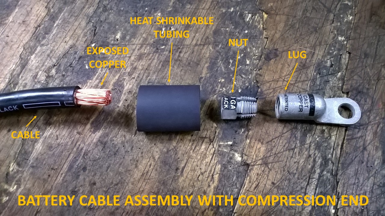 Battery cable assembly with compression ends
